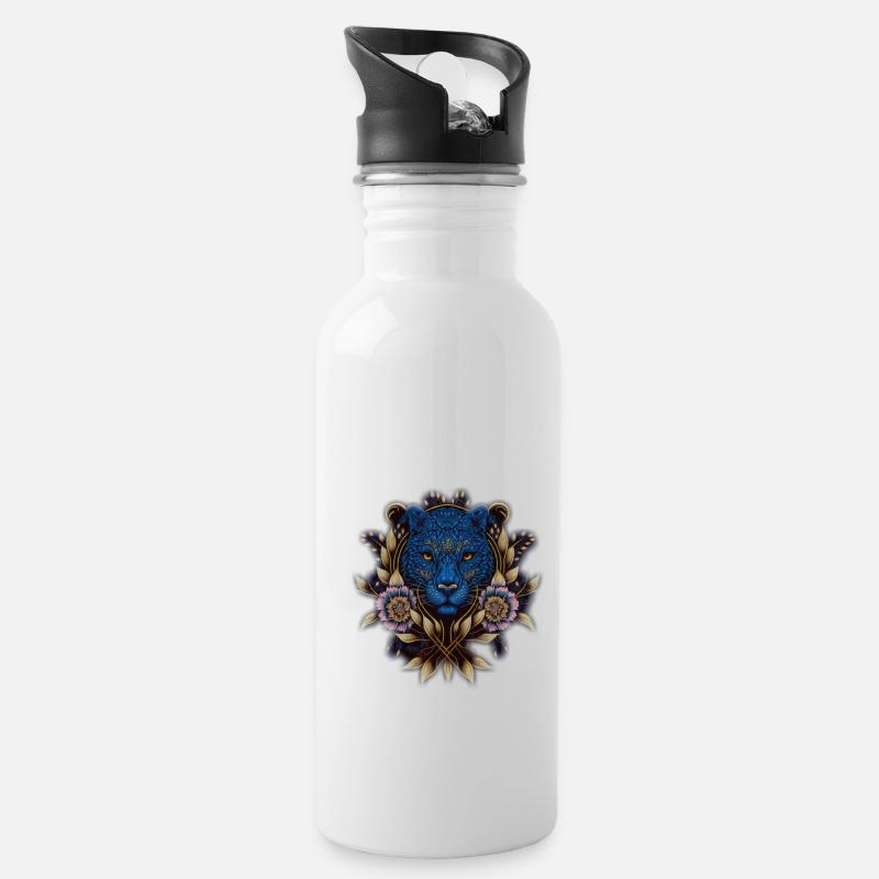 Pepe the Panter - Water bottle with straw - white