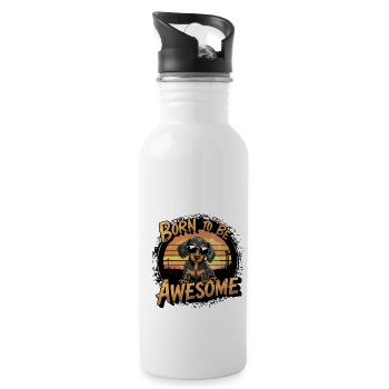 Adorable Dachshund Dog Design - Water bottle with straw - white - Right