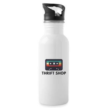 Old School Floppy Disk – Thrift Shop Vibes - Water bottle with straw - white - Right