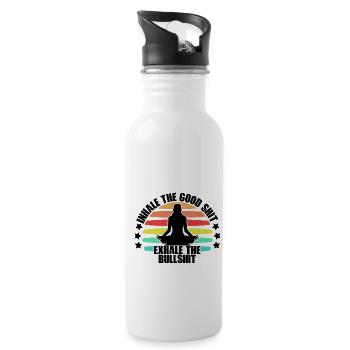Inhale The Good Shit Exhale The Bullshit Relaxatio - Trinkflasche mit integriertem Trinkhalm - Weiß - Rechts