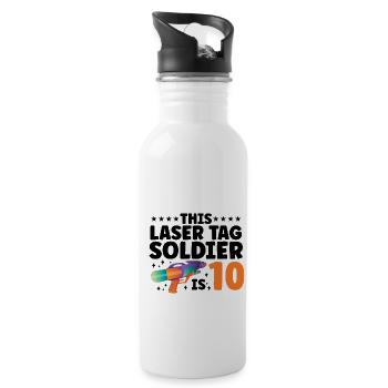 Laser Tag Squad Graphic Lasertag Player Lasertag P - Trinkflasche mit integriertem Trinkhalm - Weiß - Rechts