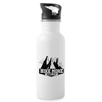 Hike More Worry Less Hiking Trekking Hiker Nature - Trinkflasche mit integriertem Trinkhalm - Weiß - Rechts