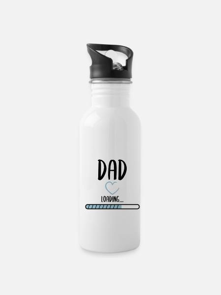 Soon dad - Trinkflasche mit integriertem Trinkhalm - Weiß