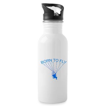 Born To Fly Graphic Paragliding Parachute Paraglid - Trinkflasche mit integriertem Trinkhalm - Weiß - Rechts