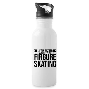 Life Is Better When I'm Figure Skating Ice Skater - Trinkflasche mit integriertem Trinkhalm - Weiß - Rechts