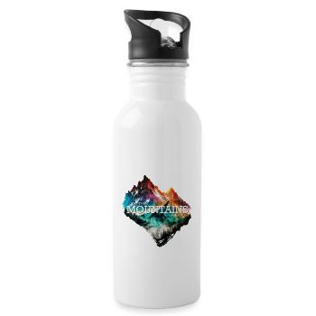 Colorful Mountains Graphic - Just the Mointains and me - Water bottle with straw - white - Right