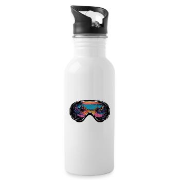Skibrille Berge Ski Bunt - Trinkflasche mit integriertem Trinkhalm - Weiß - Rechts