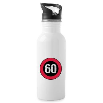 Shield 60 vintage birthday - Water bottle with straw - white - Right
