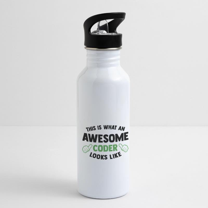 This Is What An Awesome Coder Looks Like Programmi Trinkflasche mit integriertem Trinkhalm