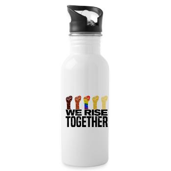 We Rise Together Bisexual Gay Trans Queer Lgbtq Ra - Trinkflasche mit integriertem Trinkhalm - Weiß - Rechts