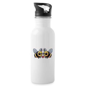 Biene Paar Herz - Trinkflasche mit integriertem Trinkhalm - Weiß - Rechts