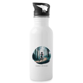 Running is My Therapy – Laufen in der Natur - Trinkflasche mit integriertem Trinkhalm - Weiß - Rechts