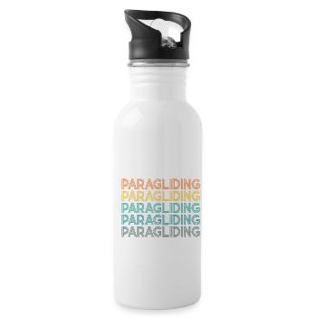 Retro Graphic Paragliding Paraglider Parachute Sky - Trinkflasche mit integriertem Trinkhalm - Weiß - Rechts