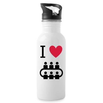 ★ Design colors changeable ★ I love meetings - Water bottle with straw - white - Right