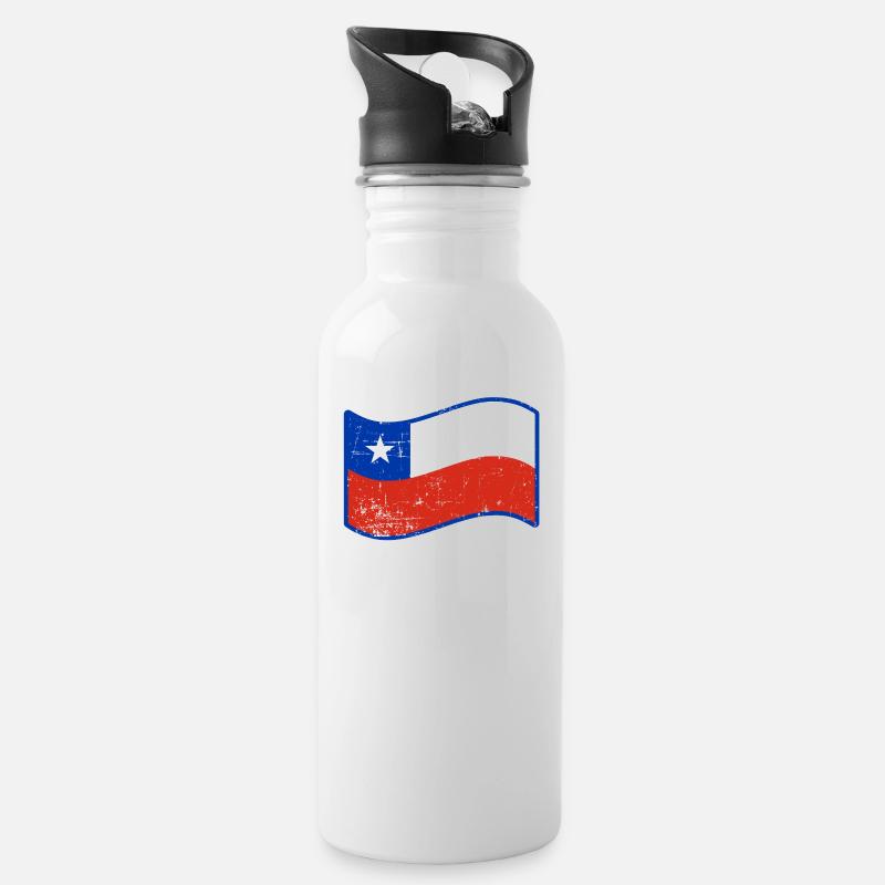 Chile - Trinkflasche mit integriertem Trinkhalm - Weiß