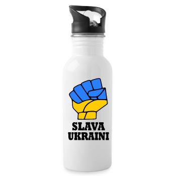 Slava ukraini - Trinkflasche mit integriertem Trinkhalm - Weiß - Rechts