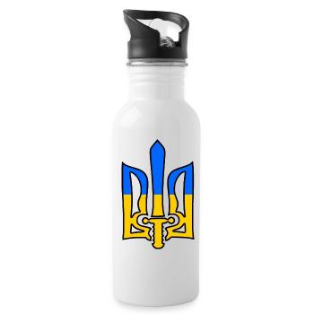 Ukraine - Trinkflasche mit integriertem Trinkhalm - Weiß - Rechts