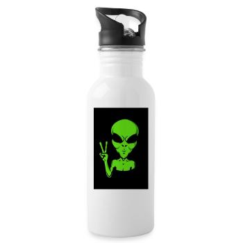 Außerirdischer - Trinkflasche mit integriertem Trinkhalm - Weiß - Rechts
