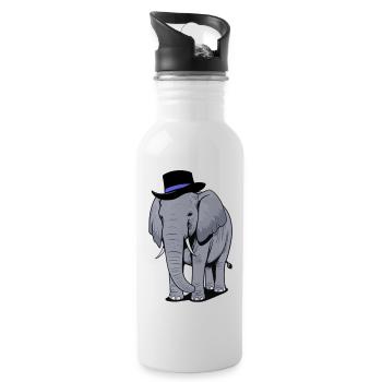 Éléphant au chapeau - Gourde avec paille intégrée - blanc - Droite