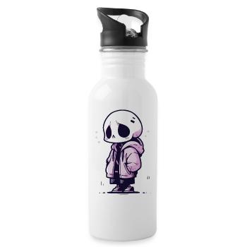 Squelette mignon d’Halloween - Design effrayant mignon - Gourde avec paille intégrée - blanc - Droite