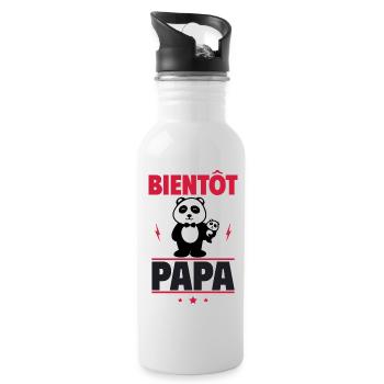 bientôt papa, annonce grossesse - Gourde avec paille intégrée - blanc - Droite