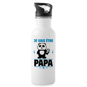 Je vais être papa, futur papa,bientôt père - Gourde avec paille intégrée - blanc - Droite