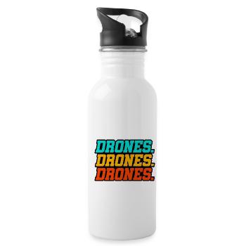 Retro Graphic Drone Flying Quadcopter Pilot RC Dro - Water bottle with straw - white - Right