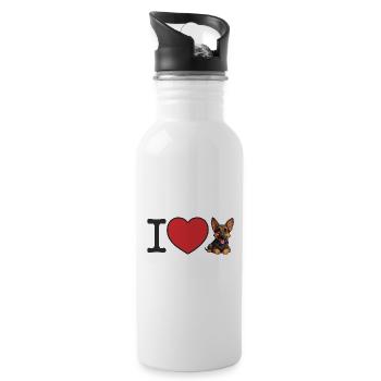 I love german shepard - German Shepherd - Water bottle with straw - white - Right