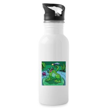 T-shirt motif for children & babies: frog & dragonfly - Water bottle with straw - white - Right