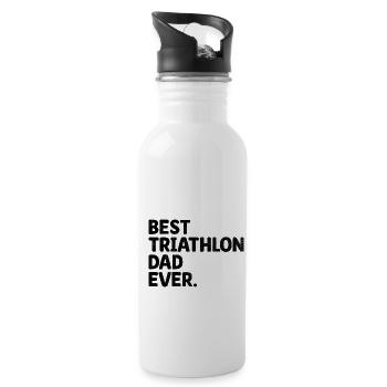 Bester Triathlon Papa aller Zeiten Schwimmen Rad Laufen Triathlet F - Trinkflasche mit integriertem Trinkhalm - Weiß - Rechts