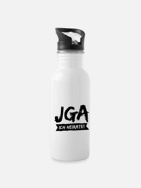 JGA - Ich heirate! - Trinkflasche mit integriertem Trinkhalm - Weiß