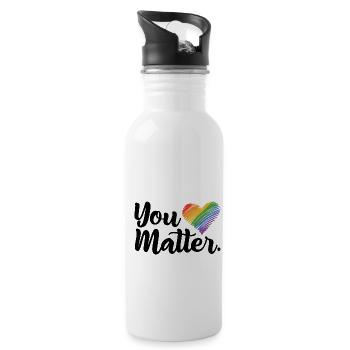 You Matter Rainbow Pride Lgbtq Gay Transgender Bi - Trinkflasche mit integriertem Trinkhalm - Weiß - Rechts