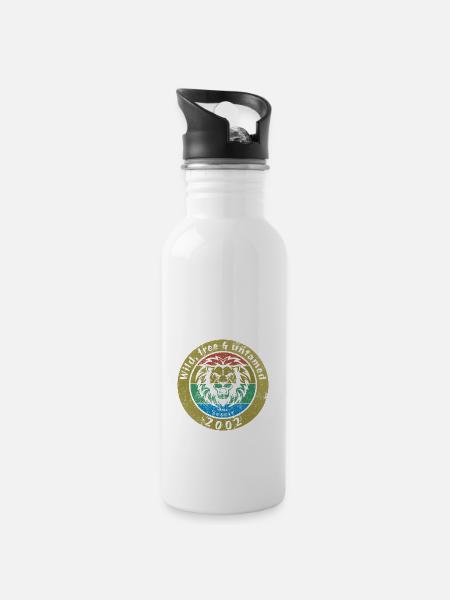 22. Geburtstag Wild, free & untamed since 08/2002 - Trinkflasche mit integriertem Trinkhalm - Weiß