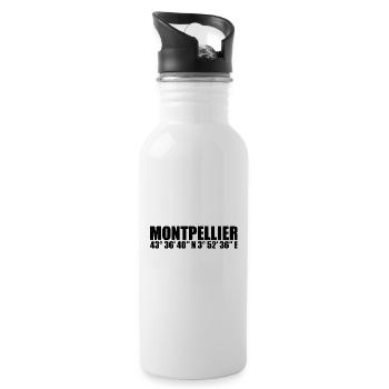 Montpellier Koordinaten - Trinkflasche mit integriertem Trinkhalm - Weiß - Rechts