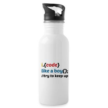 Code Like A Boy Coder Programmer Software Develope - Trinkflasche mit integriertem Trinkhalm - Weiß - Rechts