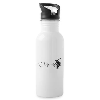 Skateboarder Skateboard Skater Skate Herzschlag - Trinkflasche mit integriertem Trinkhalm - Weiß - Rechts