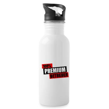 100% Premium Betreuer Kita Babysitter Kindergärtne - Trinkflasche mit integriertem Trinkhalm - Weiß - Rechts