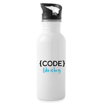 Code Like A Boy Programming Coder Computer Geek Pc - Trinkflasche mit integriertem Trinkhalm - Weiß - Rechts