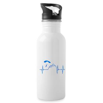Heartbeat Graphic Paragliding Paraglider Skydiver - Trinkflasche mit integriertem Trinkhalm - Weiß - Rechts