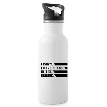 I Can't I Have Plans In The Garage Car Lover Mecha - Water bottle with straw - white - Right