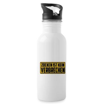 Zocken Ist Kein Verbrechen Videospieler Gamer Gami - Trinkflasche mit integriertem Trinkhalm - Weiß - Rechts