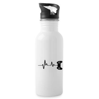 Ecg Heartbeat Video Game Player Gaming Console Pc - Trinkflasche mit integriertem Trinkhalm - Weiß - Rechts