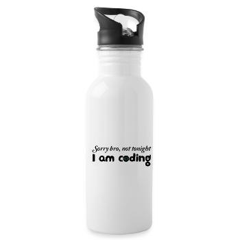 Sorry Bro Not Tonight I'm Coding Programmer Develo - Trinkflasche mit integriertem Trinkhalm - Weiß - Rechts