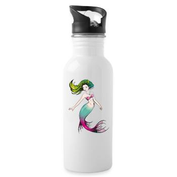 Mermaid - Trinkflasche mit integriertem Trinkhalm - Weiß - Rechts