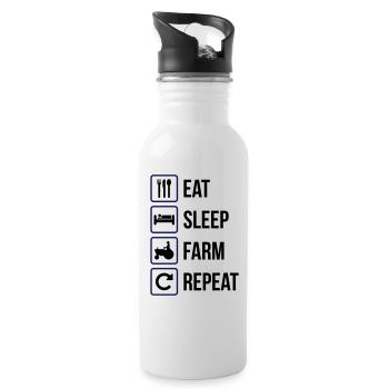 Eat Sleep Farm Repeat - Trinkflasche mit integriertem Trinkhalm - Weiß - Rechts