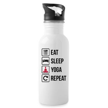Eat Sleep Yoga Repeat - funny - witty - Water bottle with straw - white - Right