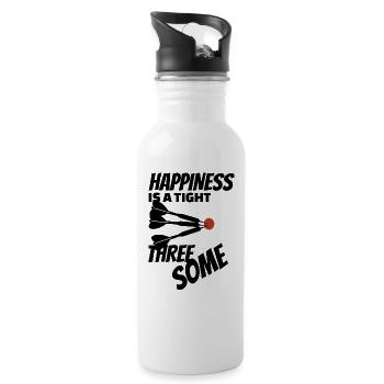 Darts Happiness is a Tight Three Some - Threesome - Water bottle with straw - white - Right