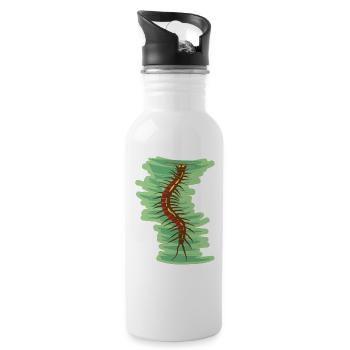 poisonous scolopender centipede creepy-crawler - Water bottle with straw - white - Right