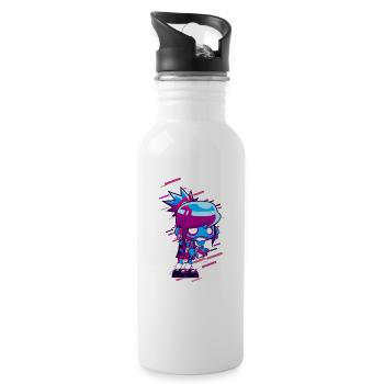 Femme Mme 80 Rétro Violet - Gourde avec paille intégrée - blanc - Droite
