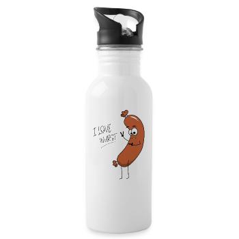 I love wurst, funny, saying - Water bottle with straw - white - Right